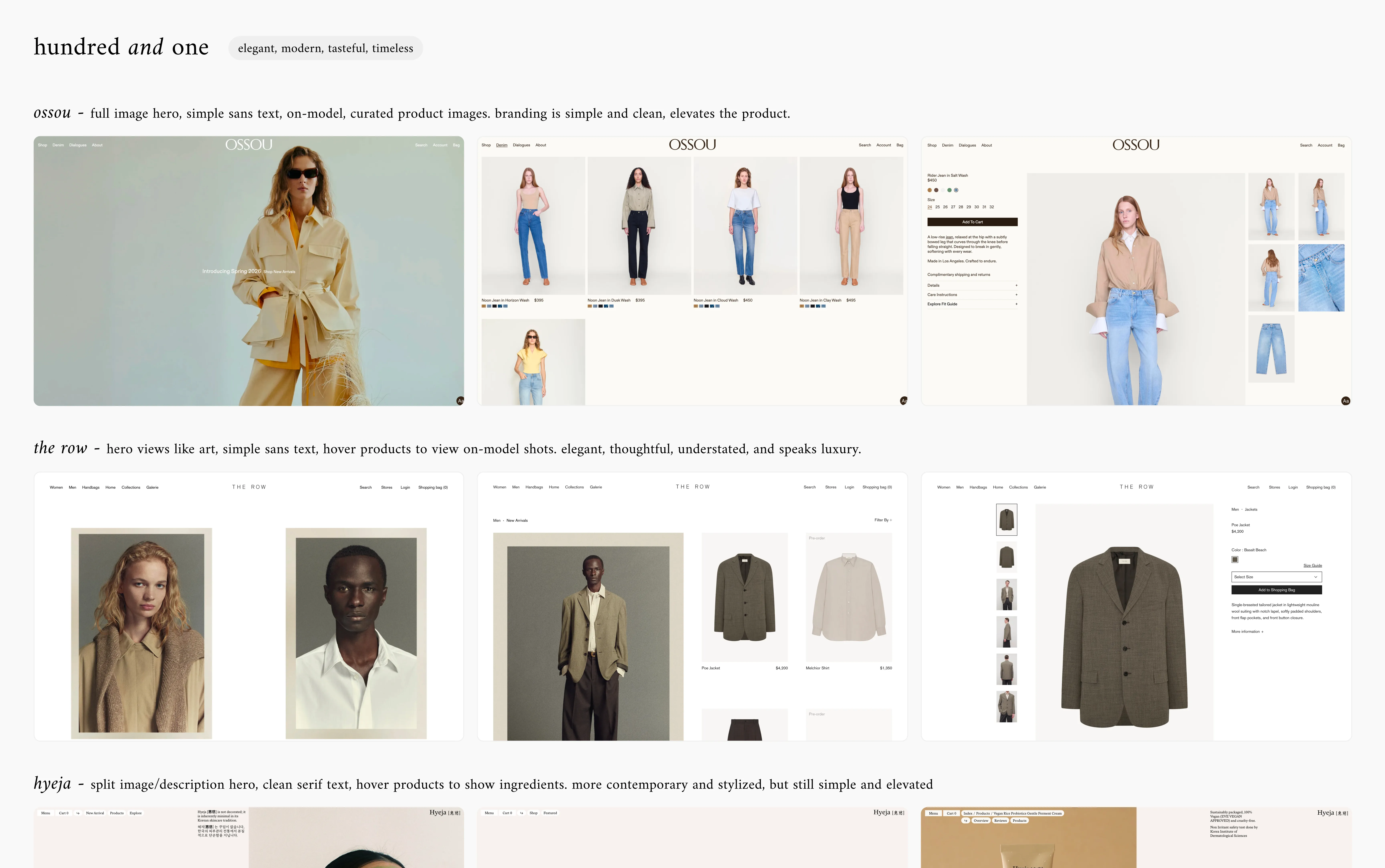 Competitive analysis moodboard showing reference sites and visual direction notes