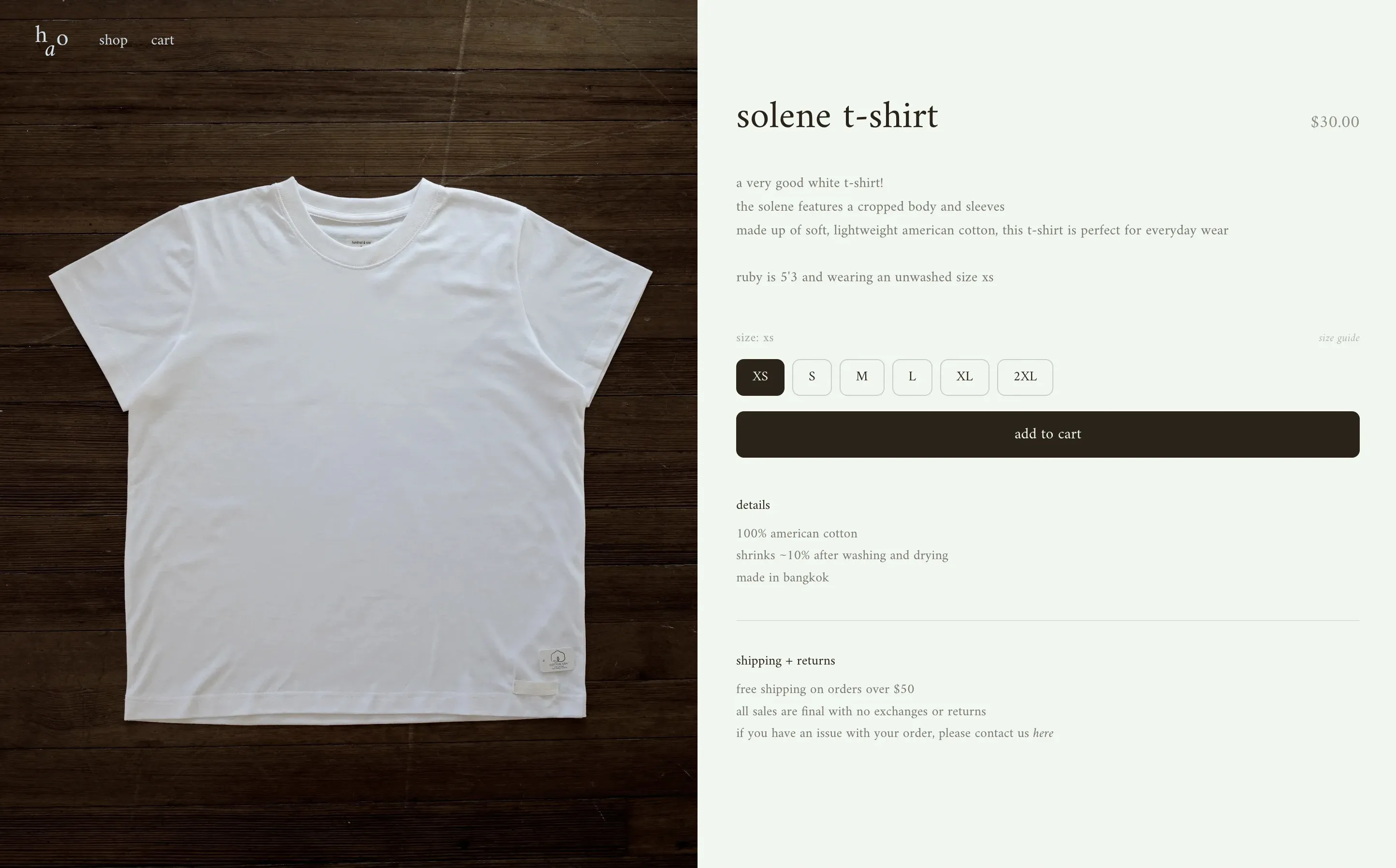 hundred and one product detail page with scrollable imagery and sticky product information